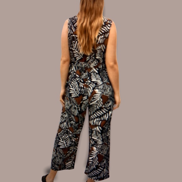 Violeta by Mango NWT Long Printed Black Copper Jumpsuit Curvy Plus Size 2X - Picture 4 of 11